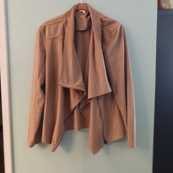 Camel Suede Waterfall Jacket | Lily White | Size Small - Picture 1 of 5